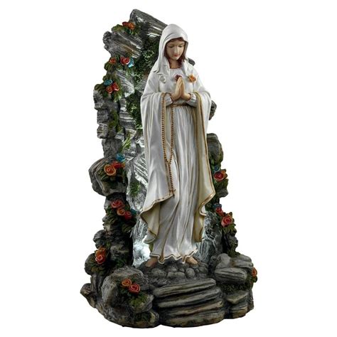 Design Toscano 19 in. H Blessed Virgin Mary Illuminated Garden Grotto ...