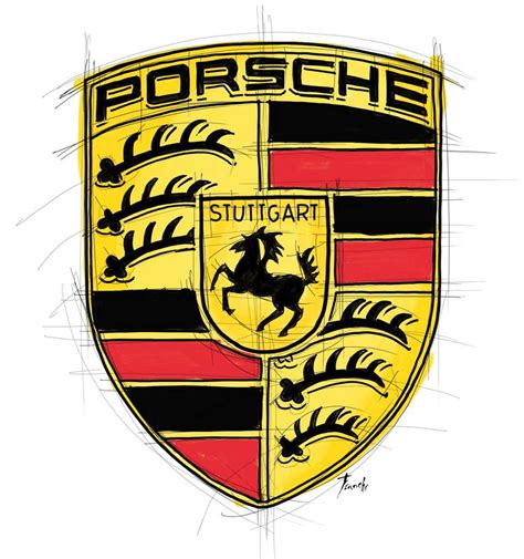 Porsche emblem sketch Drawing by Pablo Franchi | Saatchi Art in 2024 ...