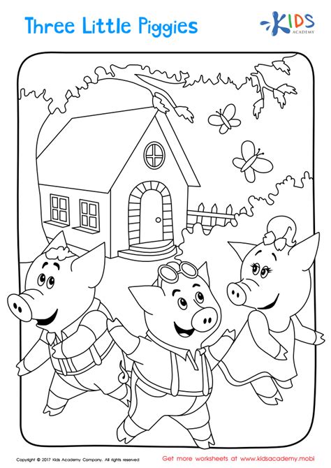 Kindergarten Three Little Pigs Coloring Pages PDF Worksheets