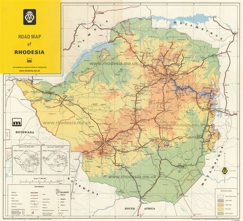 Road map of Rhodesia (now Zimbabwe) 1975 | Map, Detailed map, Tourist map