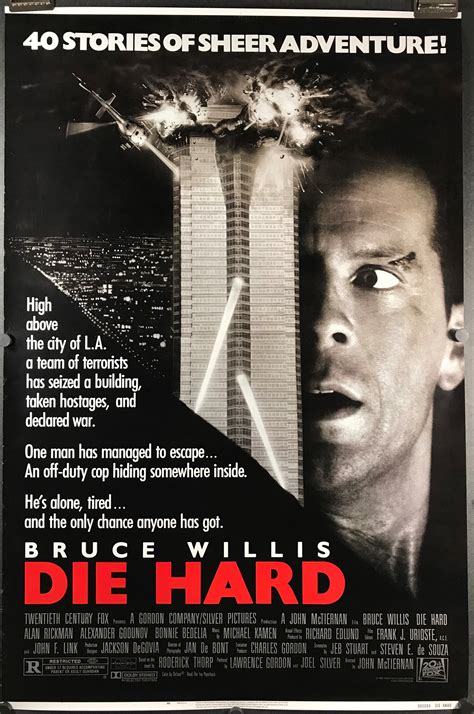 DIE HARD, Original, Vintage Action Movie Poster starring Bruce Willis ...