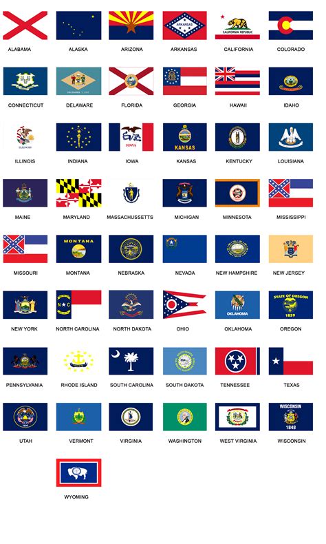 50 States Flags And Names