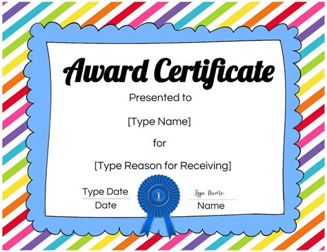 Free Children S Award Certificate Templates - Printable Form, Templates ...