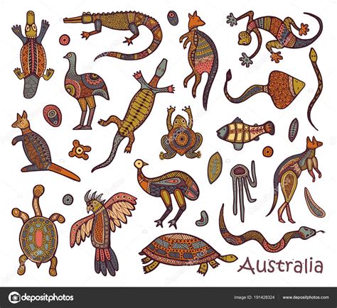 Animals drawings aboriginal australian style Stock Vector Image by ...