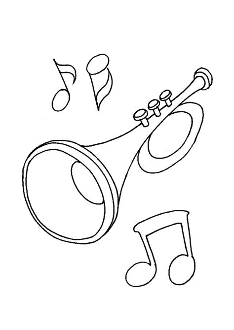 Trumpet Colouring Sheet - Belinda Berube's Coloring Pages