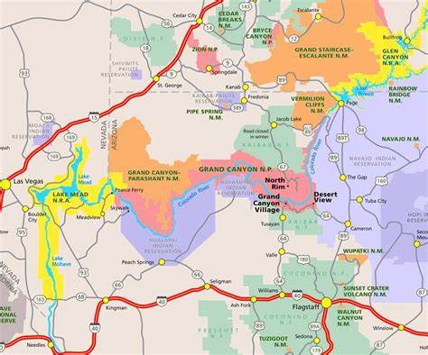 Grand Canyon area road map - Ontheworldmap.com