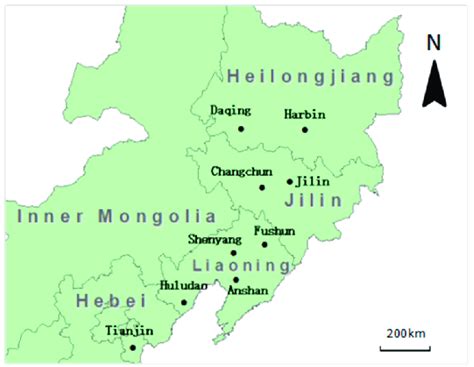 Nine sampling cities for whole air VOCs samples collected in Northeast ...