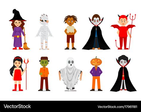 Set of halloween cartoon characters Royalty Free Vector