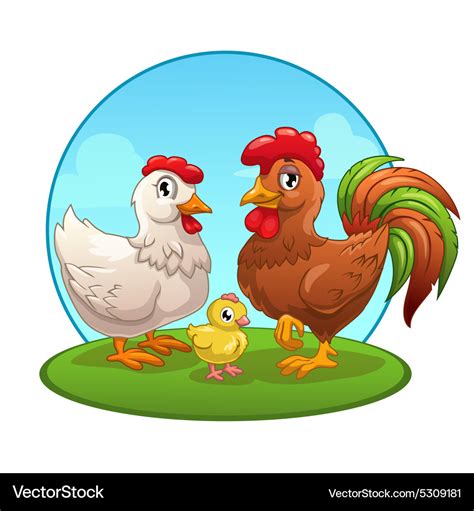 Funny cartoon chicken family Royalty Free Vector Image