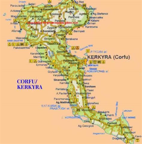 Map Greek Island of Corfu (Ionian)