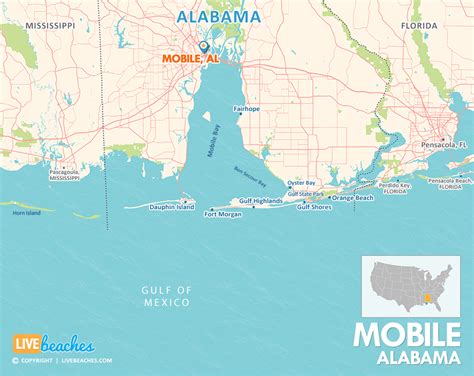 Map of Mobile, Alabama - Live Beaches