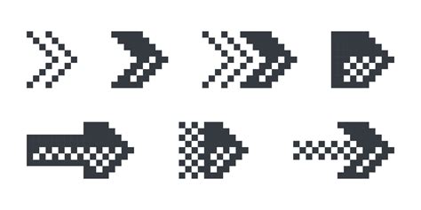 Pixel arrows. Arrows pixel art. Arrows icons. Arrows direction. Vector ...