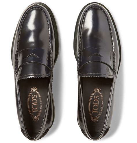 Lyst - Tod's Polished-Leather Penny Loafers in Black for Men