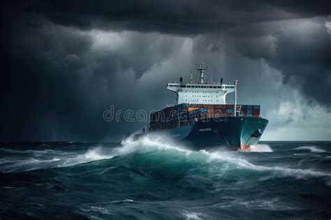 A Container Ship in the Storm and Rain is a Daunting and Dangerous ...