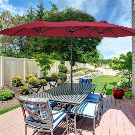 15x9ft Double-Sided Rectangular Patio Umbrella, Aluminum Twin Umbrella ...