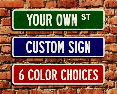 Street Sign Custom Color, Distressed Finish, Personalized Name Plate, 6 ...