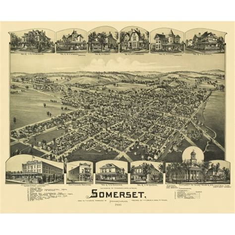 Vintage Map of Somerset Pennsylvania 1900 Somerset County Stretched ...