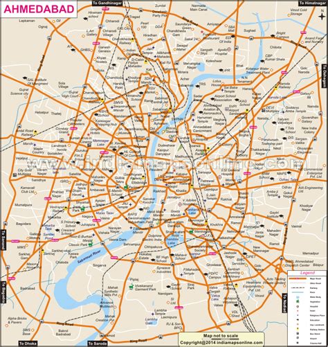 Ahmedabad City Map | City Map of Ahmedabad | City maps, Map, City map