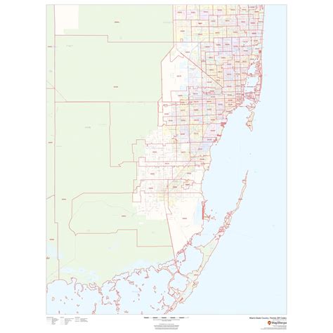 Miami-Dade County, Florida - Zip Codes by Map Sherpa - The Map Shop