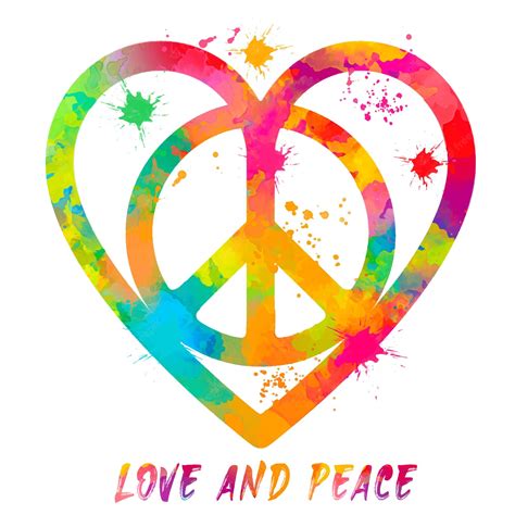 Premium Vector | Love and peace watercolor Peace Hippie Symbol peace ...