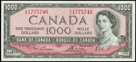 Value of 1954 Devils Face $1000 Bill from The Bank of Canada | Canadian ...