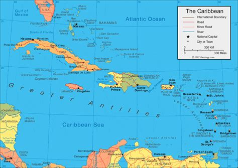 Caribbean Islands Map and Satellite Image