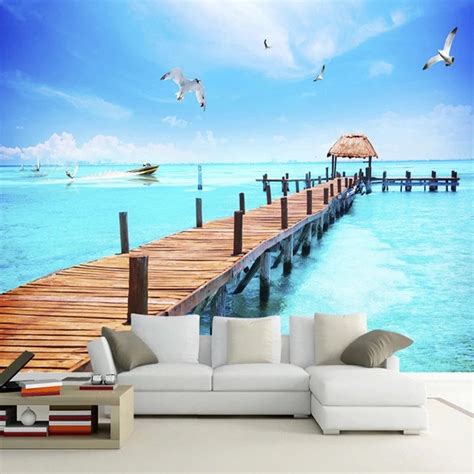 Beach Wallpaper Beach Wall Mural Sea Wallpaper Sea Wall - Etsy