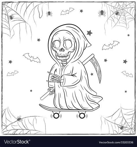 Happy halloween scary drawing sketch for coloring Vector Image