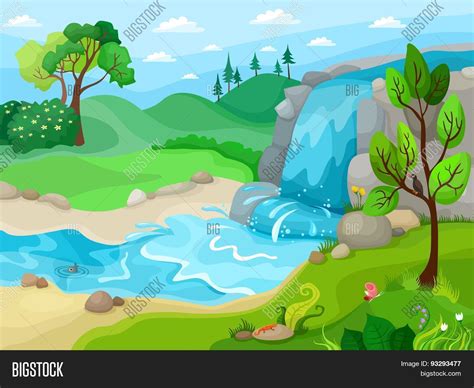 Waterfall Vector Vector & Photo (Free Trial) | Bigstock