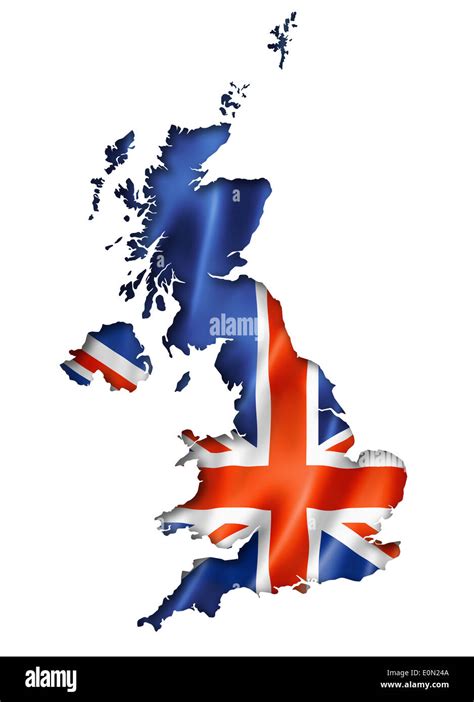 United Kingdom, UK flag map, three dimensional render, isolated on ...