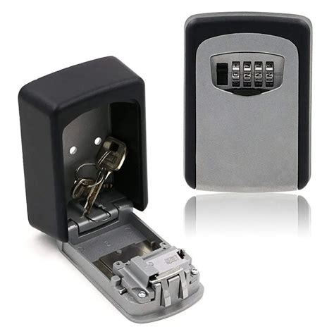 Key Storage Lock Box, 4 Digit Combination Lock Box, Wall Mounted Lock ...