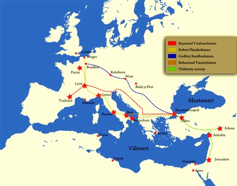 Maps of the First Crusade - Routes, Journeys and Leaders of First ...