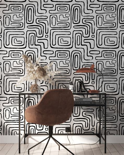 Neutral Geometric Wallpaper I | Timberlea Interiors