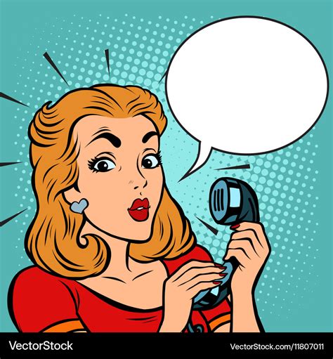 Comic girl talking on the phone Royalty Free Vector Image