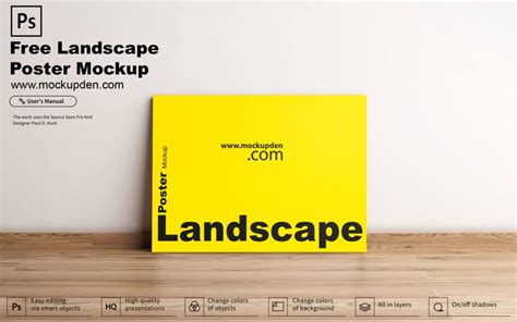 Free Landscape Poster Mockup PSD Template - Mockup Den