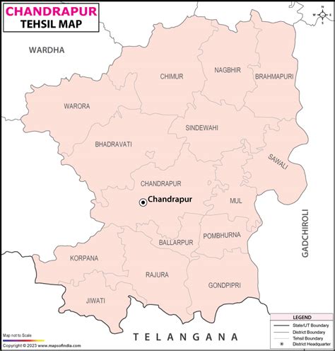 Chandrapur Tehsil Map, Talukas in Chandrapur