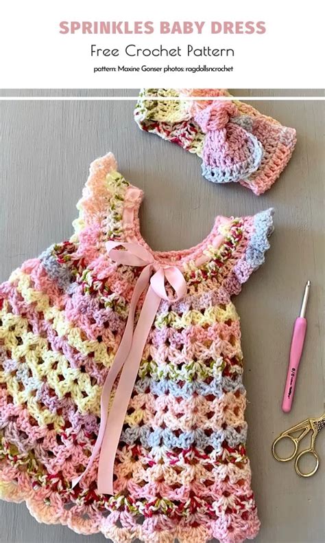 Pastel Rainbow Baby Crochet Dress Free Patterns | Crochet baby dress ...