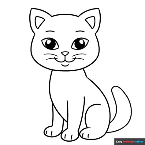 Easy Step-by-Step Cat Drawing for Kids Coloring Page | Easy Drawing Guides