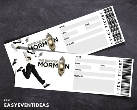 Printable Book of Mormon Ticket Editable Book of Mormon Tickets Musical ...