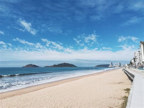 Long stretch of beach in Mazatlán, Sinaloa, Mexico