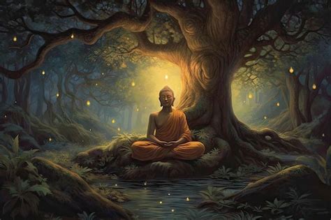 Download vesak day background with figure of buddha meditating under ...