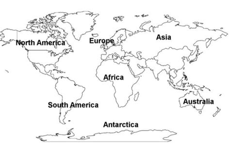 World Continents Map: Free Printable Picture