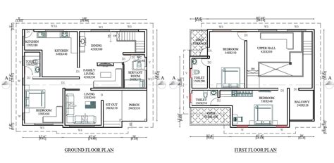 100'X77' Architecture House Ground And First Floor Plan AutoCAD Drawing ...