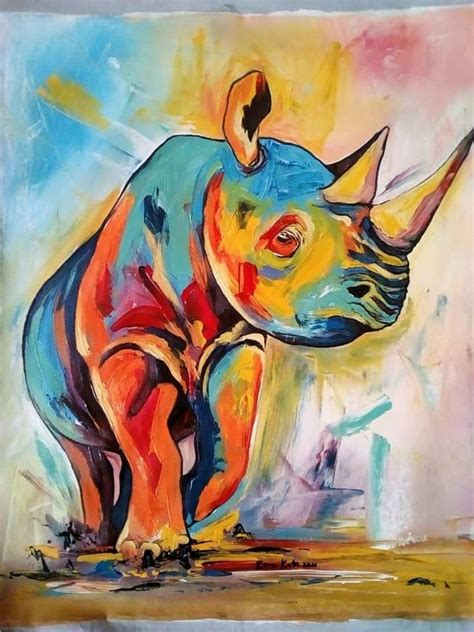 Rhino Painting | Rhino painting, Original animal painting, Painting