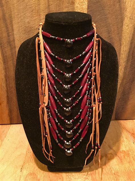 Native American leather loop necklace | Etsy | American leather, Native ...