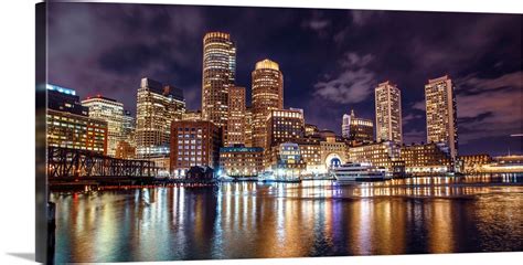 Boston City Skyline at Night Wall Art, Canvas Prints, Framed Prints ...