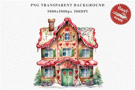 Christmas Gingerbread House Clipart Graphic by Rabbit Heart Clipart ...