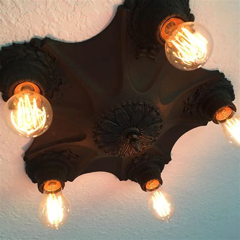 Antique Flush Mount Cast Iron Ceiling Light, 1920's Art Deco, Markel ...