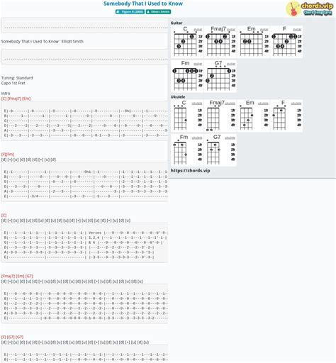 Chord: Somebody That I Used to Know - tab, song lyric, sheet, guitar ...