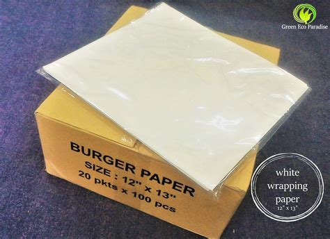 Burger Wrapping Paper | Takeaway | White | Green Eco Paradise Malaysia